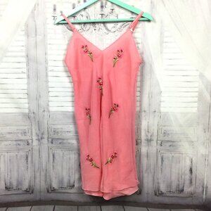 Gold Label Victoria's Secret Pink Chiffon Embroidered Nightgown M